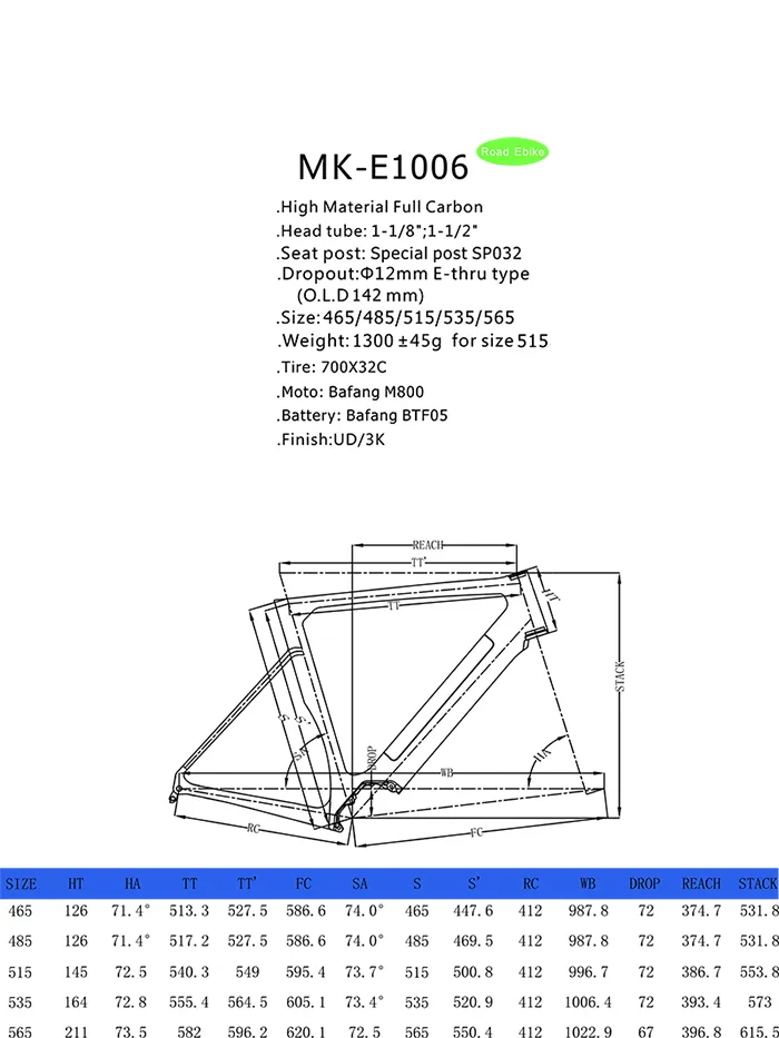 Bicycle Parts Carbon Bafang 700c Gravel E-Bike Frame