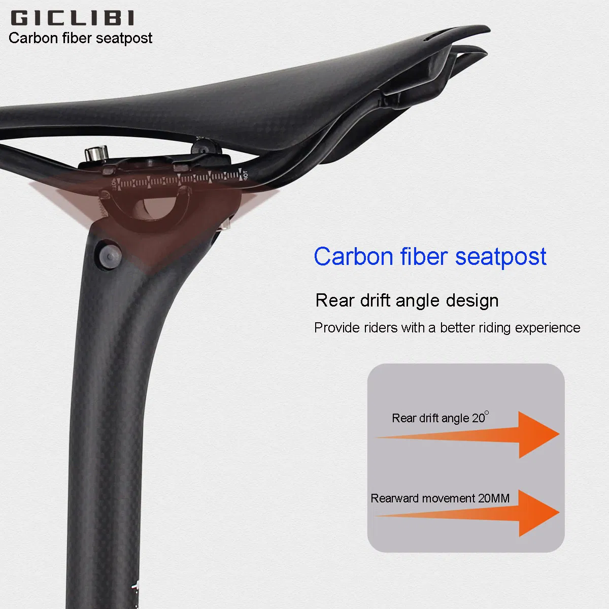 Giclibi Carbon Seat Post MTB Road Bike Seatpost Drop Handle Bar